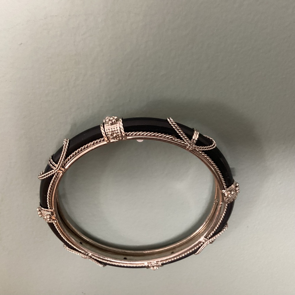 Elegant Silver and Black Bangle Bracelet